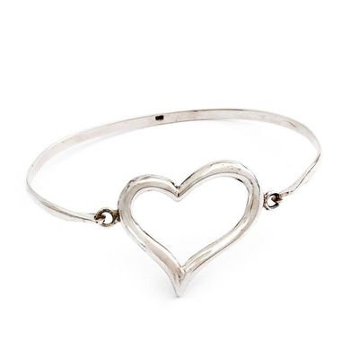Primary image for Heart-Themed High-Polished Sterling Silver Pendant Bracelet Dancing Heart