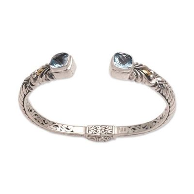 Alternate image for 18k Gold Accent Blue Topaz Cuff Bracelet from Bali Fashion Vine