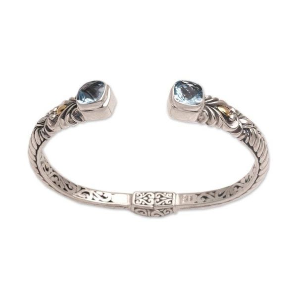 Alternate image for 18k Gold Accent Blue Topaz Cuff Bracelet from Bali Fashion Vine
