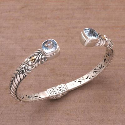 Alternate image for 18k Gold Accent Blue Topaz Cuff Bracelet from Bali Fashion Vine