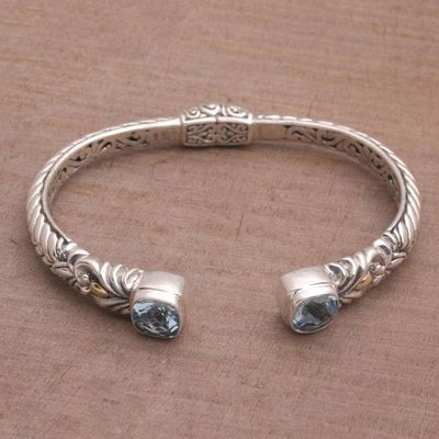 Alternate image for 18k Gold Accent Blue Topaz Cuff Bracelet from Bali Fashion Vine