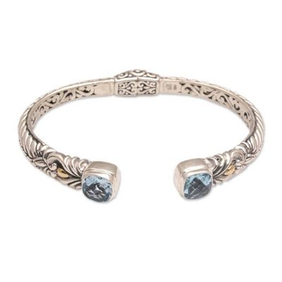 Alternate image for 18k Gold Accent Blue Topaz Cuff Bracelet from Bali Fashion Vine