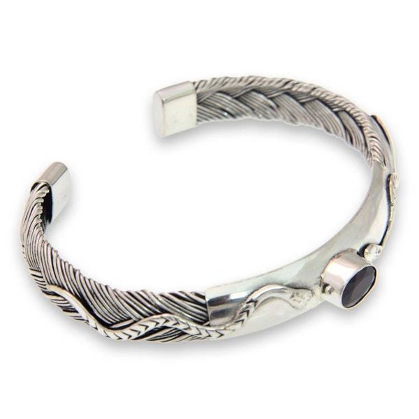 Alternate image for Sterling Silver and Garnet Cuff Bracelet with Snake Motif Baby Viper