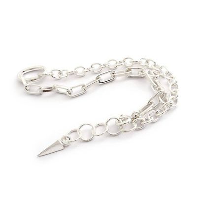Alternate image for Minimalist Polished Sterling Silver Charm Chain Bracelet Geometric Glimpse