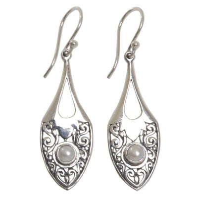 Alternate image for Sterling Silver Cultured Pearl Dangle Earrings Indonesia Catch the Moon
