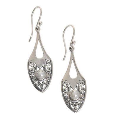 Alternate image for Sterling Silver Cultured Pearl Dangle Earrings Indonesia Catch the Moon