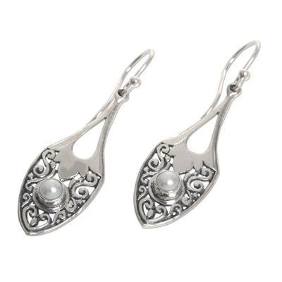 Alternate image for Sterling Silver Cultured Pearl Dangle Earrings Indonesia Catch the Moon
