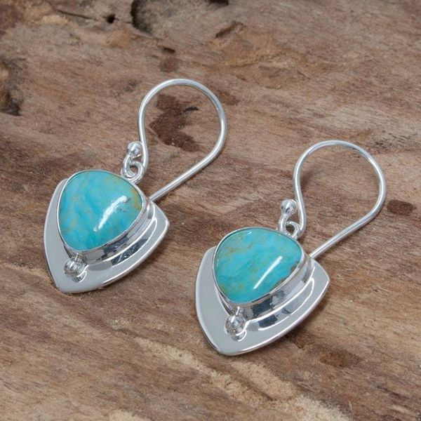 Alternate image for Unique Taxco Silver Turquoise Earrings Pyramids of Friendship