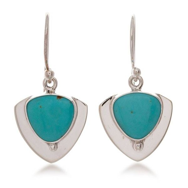 Alternate image for Unique Taxco Silver Turquoise Earrings Pyramids of Friendship