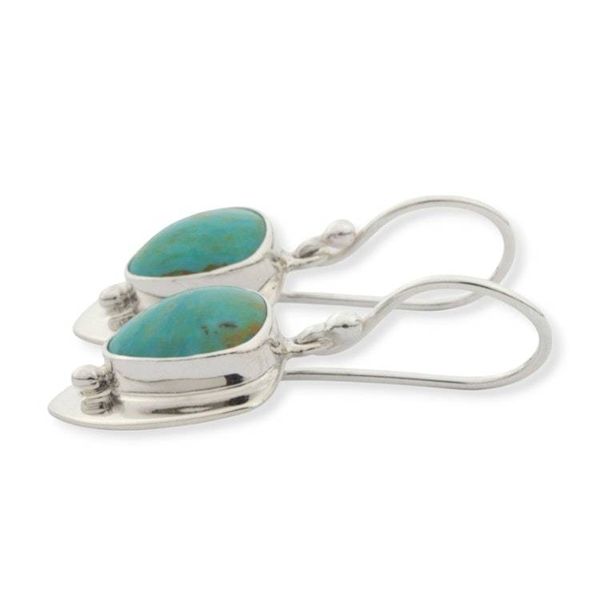Alternate image for Unique Taxco Silver Turquoise Earrings Pyramids of Friendship