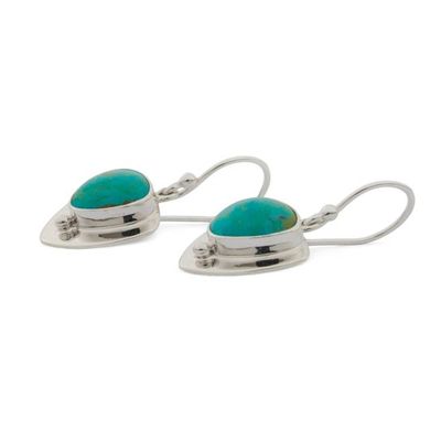 Alternate image for Unique Taxco Silver Turquoise Earrings Pyramids of Friendship