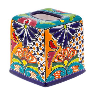 Alternate image for Handcrafted Talavera Hacienda Ceramic Tissue Box Cover Classic Convenience