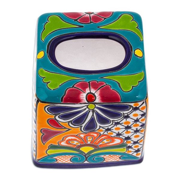 Alternate image for Handcrafted Talavera Hacienda Ceramic Tissue Box Cover Classic Convenience