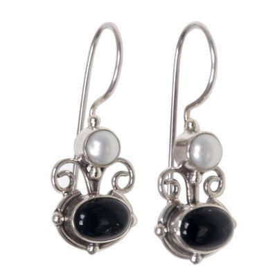 Alternate image for Onyx and pearl drop earrings Sunrise Spirit