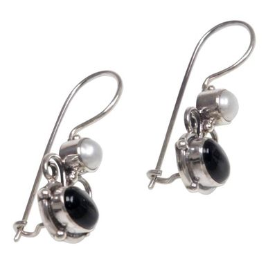 Alternate image for Onyx and pearl drop earrings Sunrise Spirit