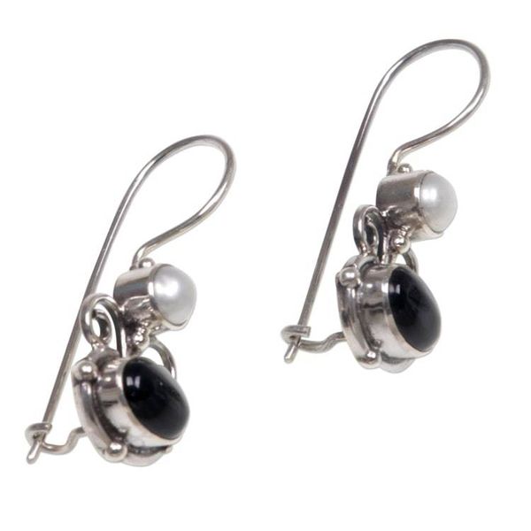 Alternate image for Onyx and pearl drop earrings Sunrise Spirit
