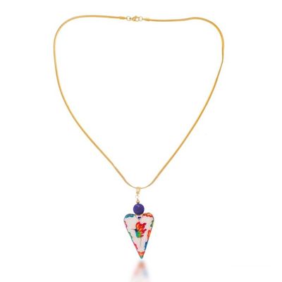 Alternate image for Heart-Shaped Marble Pendant Necklace Rainbow Hummingbird