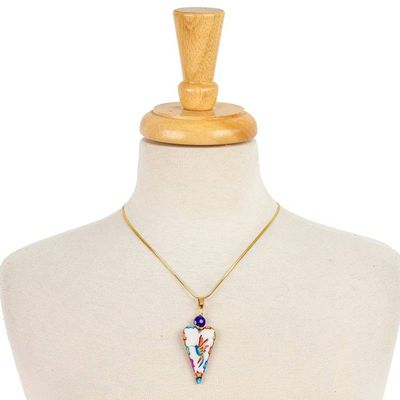 Alternate image for Heart-Shaped Marble Pendant Necklace Rainbow Hummingbird