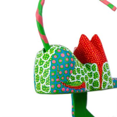 Alternate image for Handmade Alebrije for Shelf or Table Lounging Cat in Green