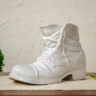 Alternate image for Realistic White Boot Ceramic Figurine from Mexico Sturdy White Boot