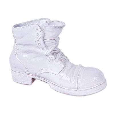 Alternate image for Realistic White Boot Ceramic Figurine from Mexico Sturdy White Boot