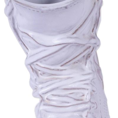 Alternate image for Realistic White Boot Ceramic Figurine from Mexico Sturdy White Boot