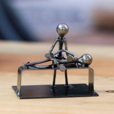 Alternate image for Chiropractor-Themed Rustic Modern Recycled Metal Figurine Healing Chiropractor