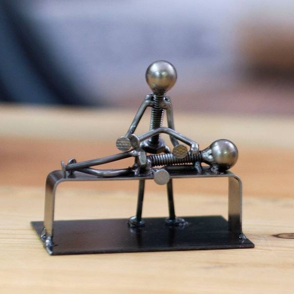 Alternate image for Chiropractor-Themed Rustic Modern Recycled Metal Figurine Healing Chiropractor