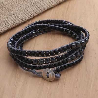 Primary image for Hematite and Lava Stone Wrap Bracelet from Bali Deep Within