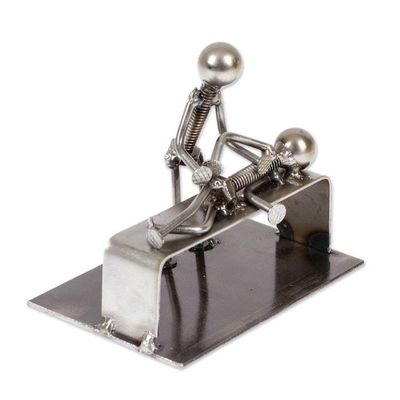 Alternate image for Chiropractor-Themed Rustic Modern Recycled Metal Figurine Healing Chiropractor