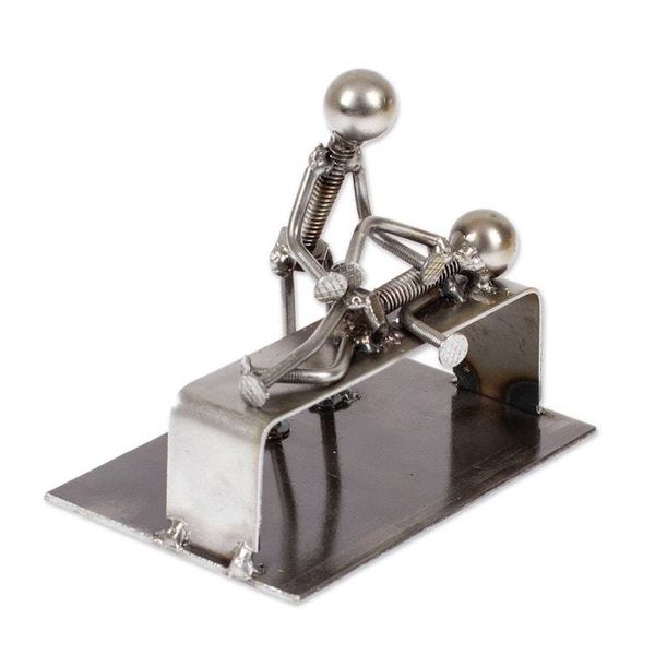 Alternate image for Chiropractor-Themed Rustic Modern Recycled Metal Figurine Healing Chiropractor