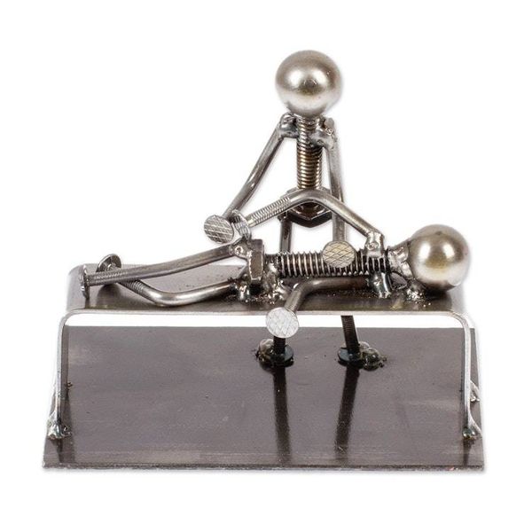 Alternate image for Chiropractor-Themed Rustic Modern Recycled Metal Figurine Healing Chiropractor