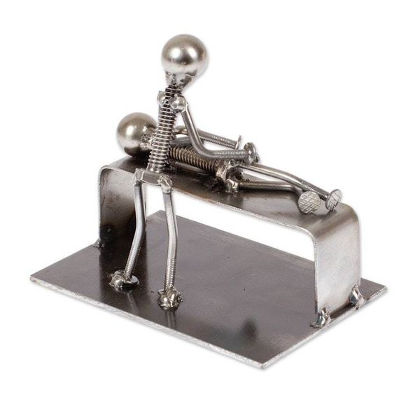 Alternate image for Chiropractor-Themed Rustic Modern Recycled Metal Figurine Healing Chiropractor