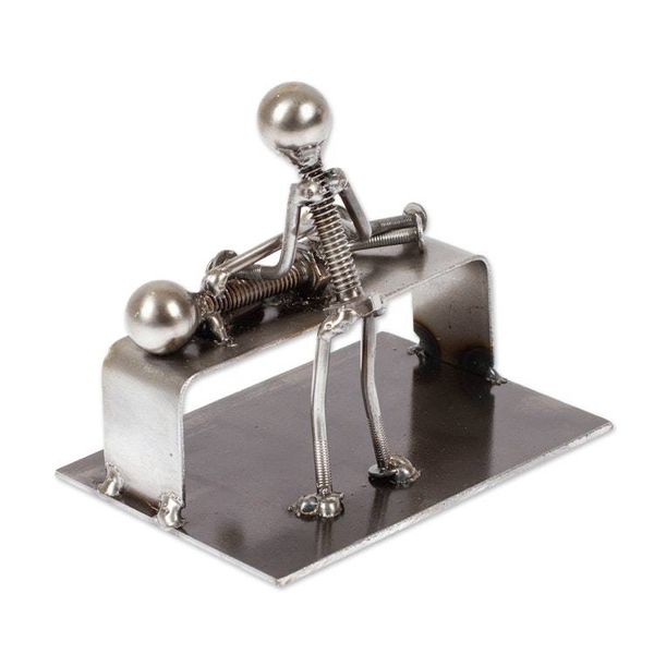 Alternate image for Chiropractor-Themed Rustic Modern Recycled Metal Figurine Healing Chiropractor
