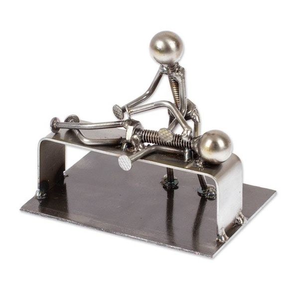 Alternate image for Chiropractor-Themed Rustic Modern Recycled Metal Figurine Healing Chiropractor