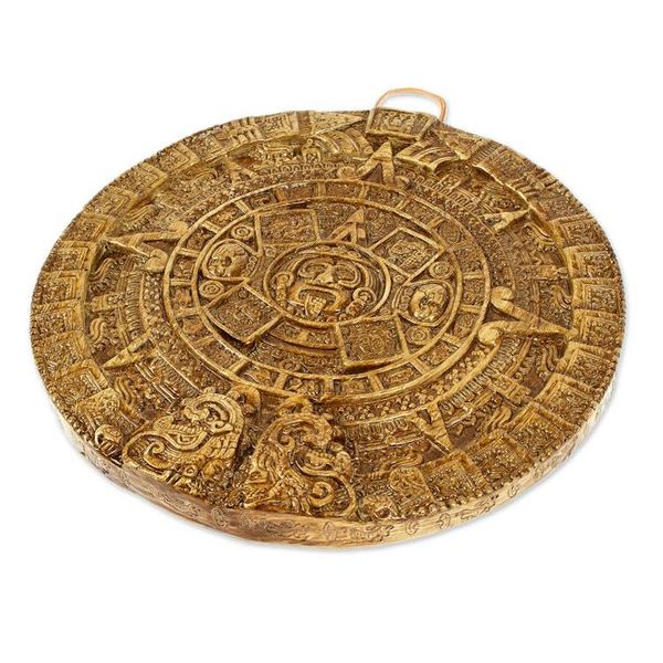 Alternate image for Hand Crafted Archaeological Ceramic Calendar Honey Aztec Sun Stone