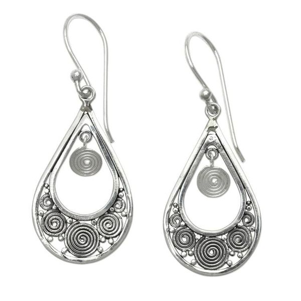 Alternate image for Hand Crafted Sterling Silver Dangle Earrings from Bali Whirlpool
