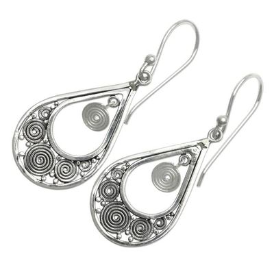 Alternate image for Hand Crafted Sterling Silver Dangle Earrings from Bali Whirlpool