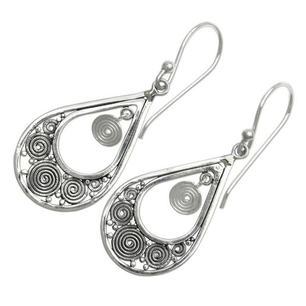 Alternate image for Hand Crafted Sterling Silver Dangle Earrings from Bali Whirlpool