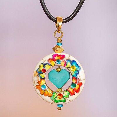 Alternate image for Howlite Pendant Necklace with Heart-Shaped Hematite Stone Love Wreath