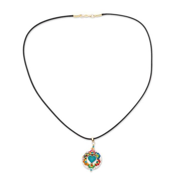 Alternate image for Howlite Pendant Necklace with Heart-Shaped Hematite Stone Love Wreath