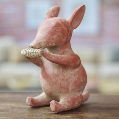 Alternate image for Handcrafted Ceramic Figurine of Mexican Marsupial Tlacuache Tlacuache