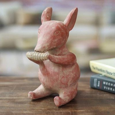 Alternate image for Handcrafted Ceramic Figurine of Mexican Marsupial Tlacuache Tlacuache