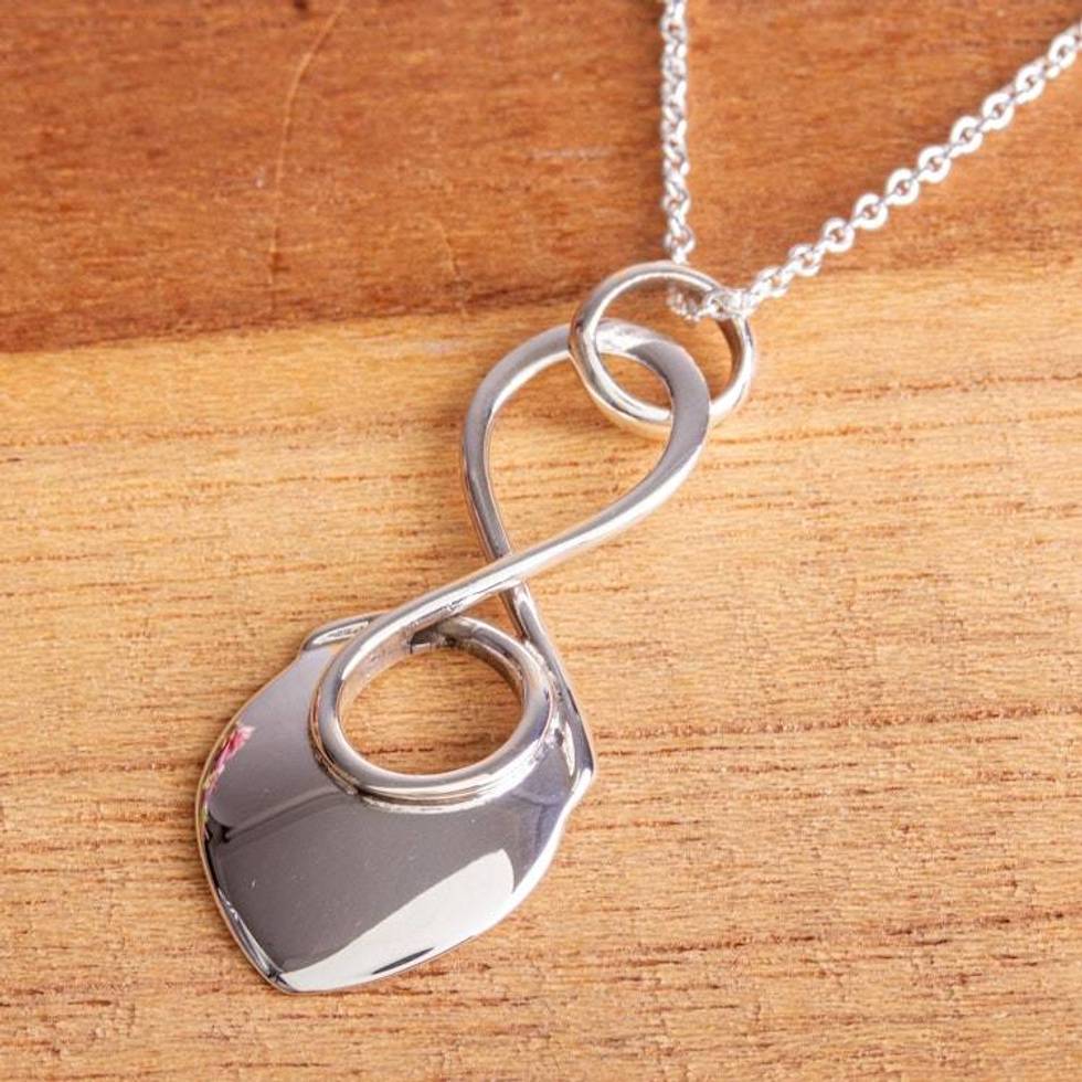 Modern Taxco Sterling Pendant Necklace from Mexico 'Infinite Glow'
