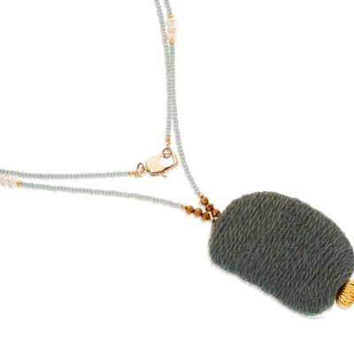 Alternate image for Gold-Accented Pearl Green Pendant and Grey Tassel Y Necklace Chic Vibrancy