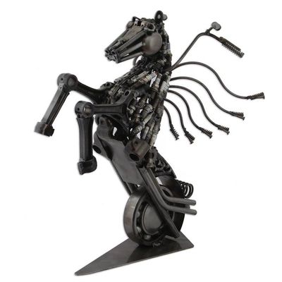 Alternate image for Upcycled Metal Motorcycle Horse Sculpture from Mexico Iron Horse
