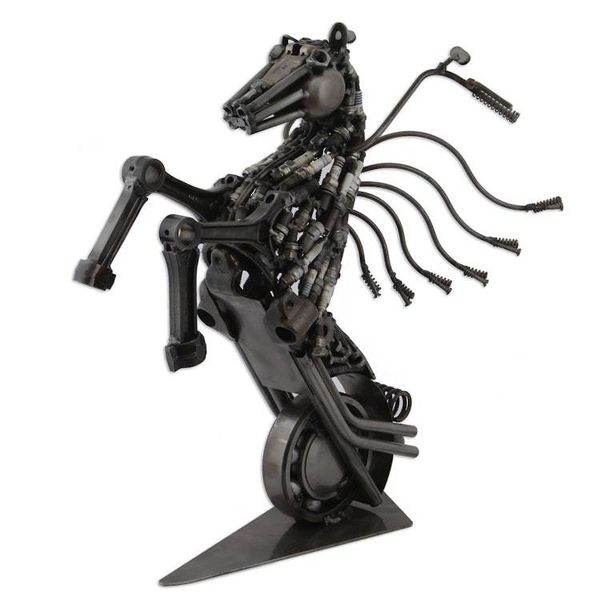 Alternate image for Upcycled Metal Motorcycle Horse Sculpture from Mexico Iron Horse