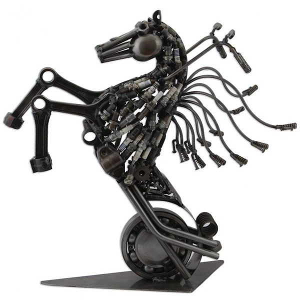 Alternate image for Upcycled Metal Motorcycle Horse Sculpture from Mexico Iron Horse