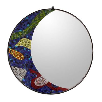 Alternate image for Glass Mosaic Crescent Moon Wall Mirror from Mexico Fiesta Moon