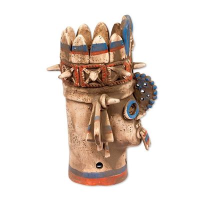 Alternate image for Signed Handcrafted Ceramic Aztec Archaeology Sculpture Aztec Rain God Tlaloc